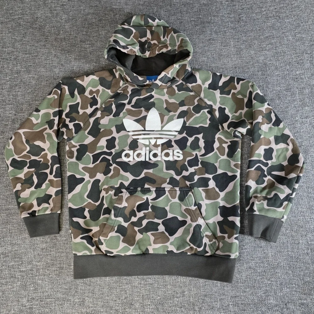 Adidas Originals Camo Trefoil Hoodie Mens Small Green Pullover BS4952 2017